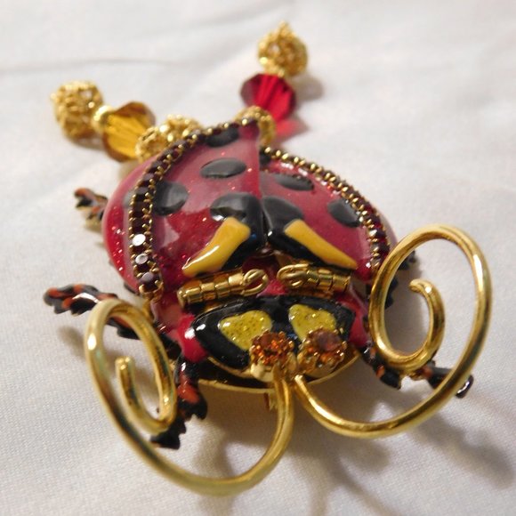 Vintage Lunch at the Ritz Lady Bug Brooch Pin Large - Picture 1 of 6